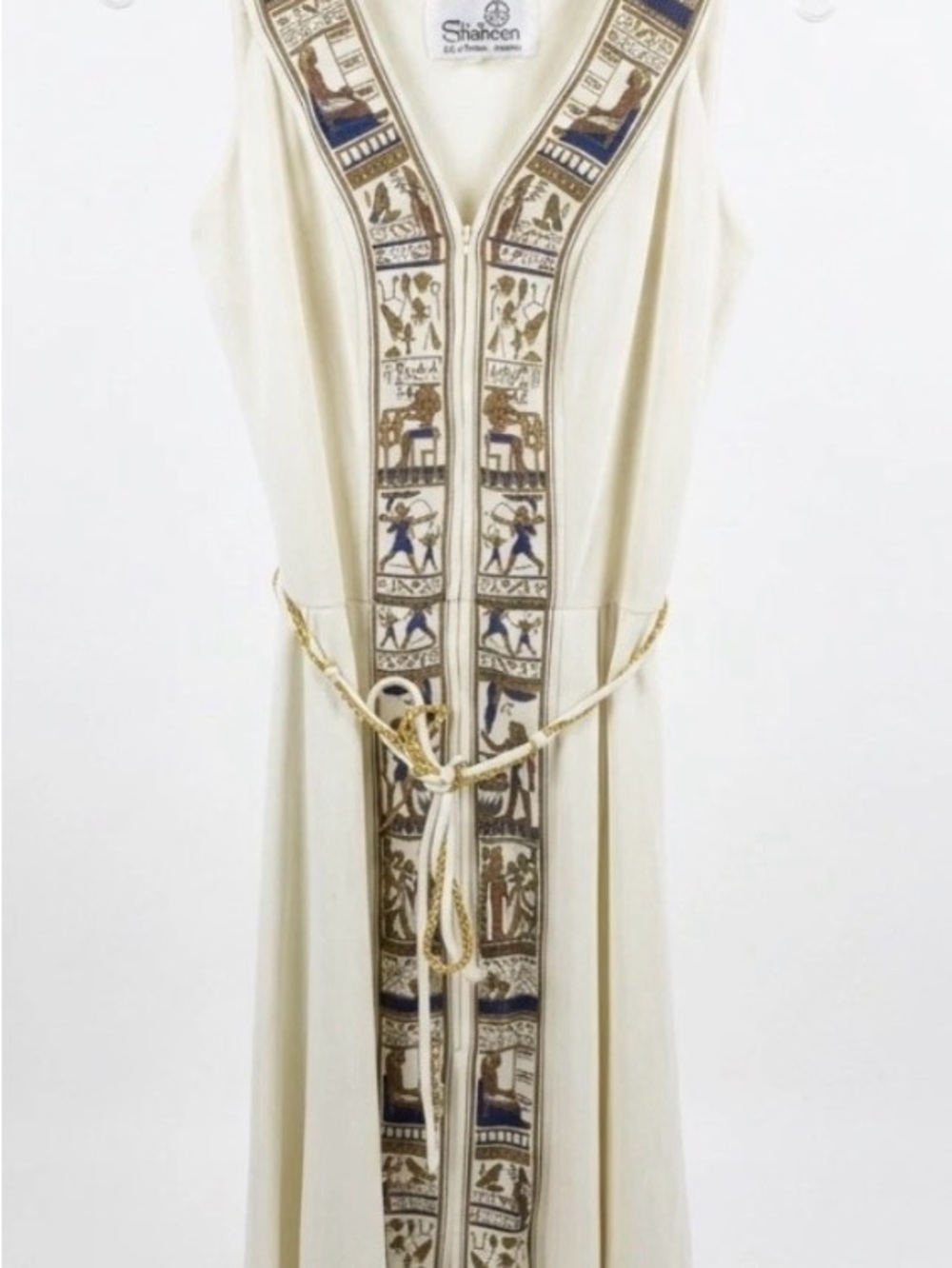 Vintage 1960s Alfred Shaheen Egyptian
Hieroglyphics Goddess Midi Dress Sz 10